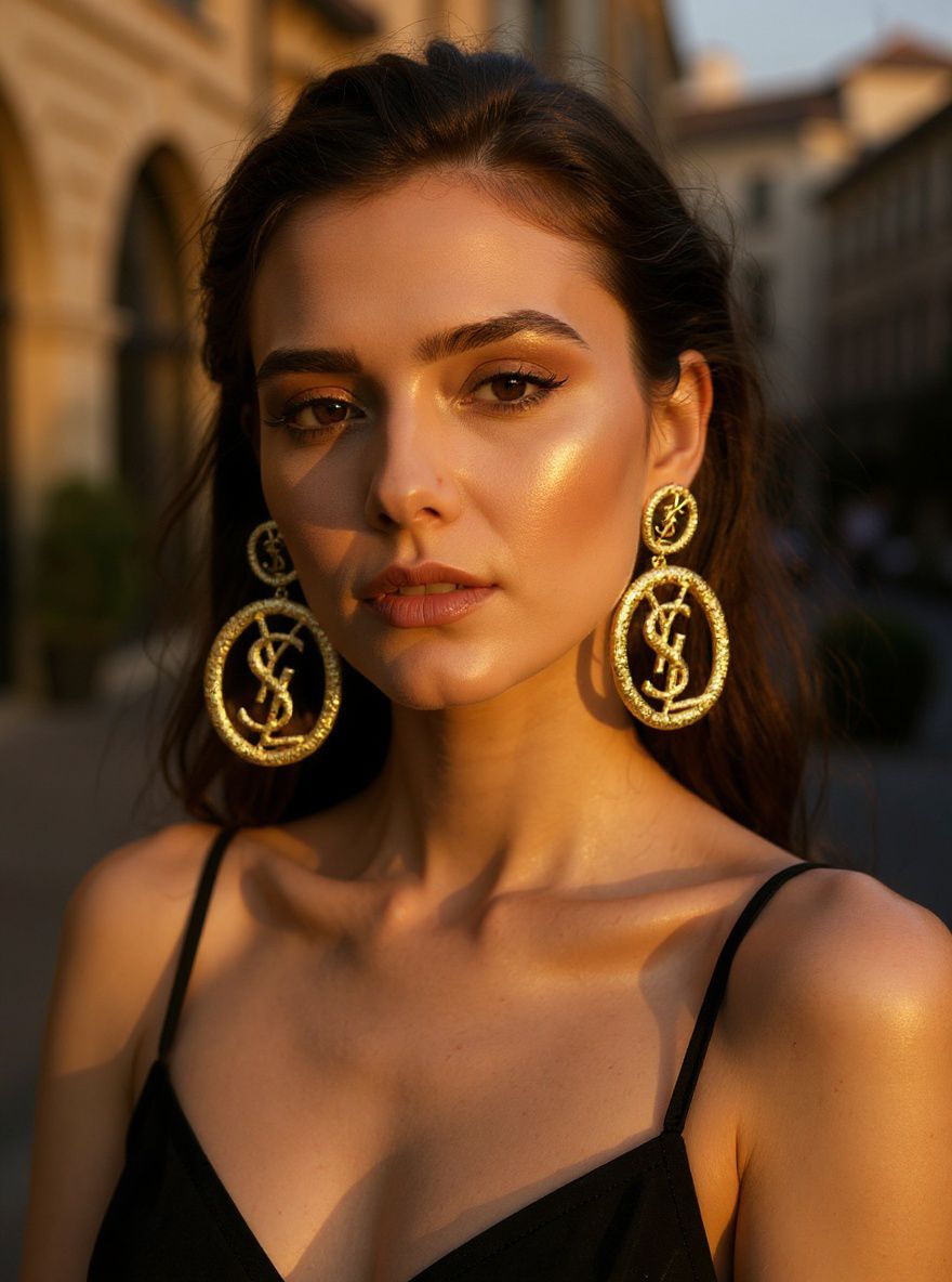 Golden YSL statement hoops