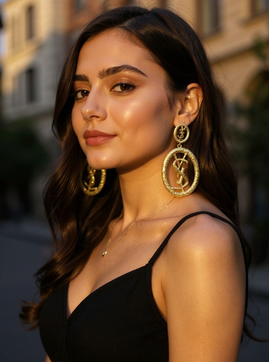 Golden YSL statement hoops
